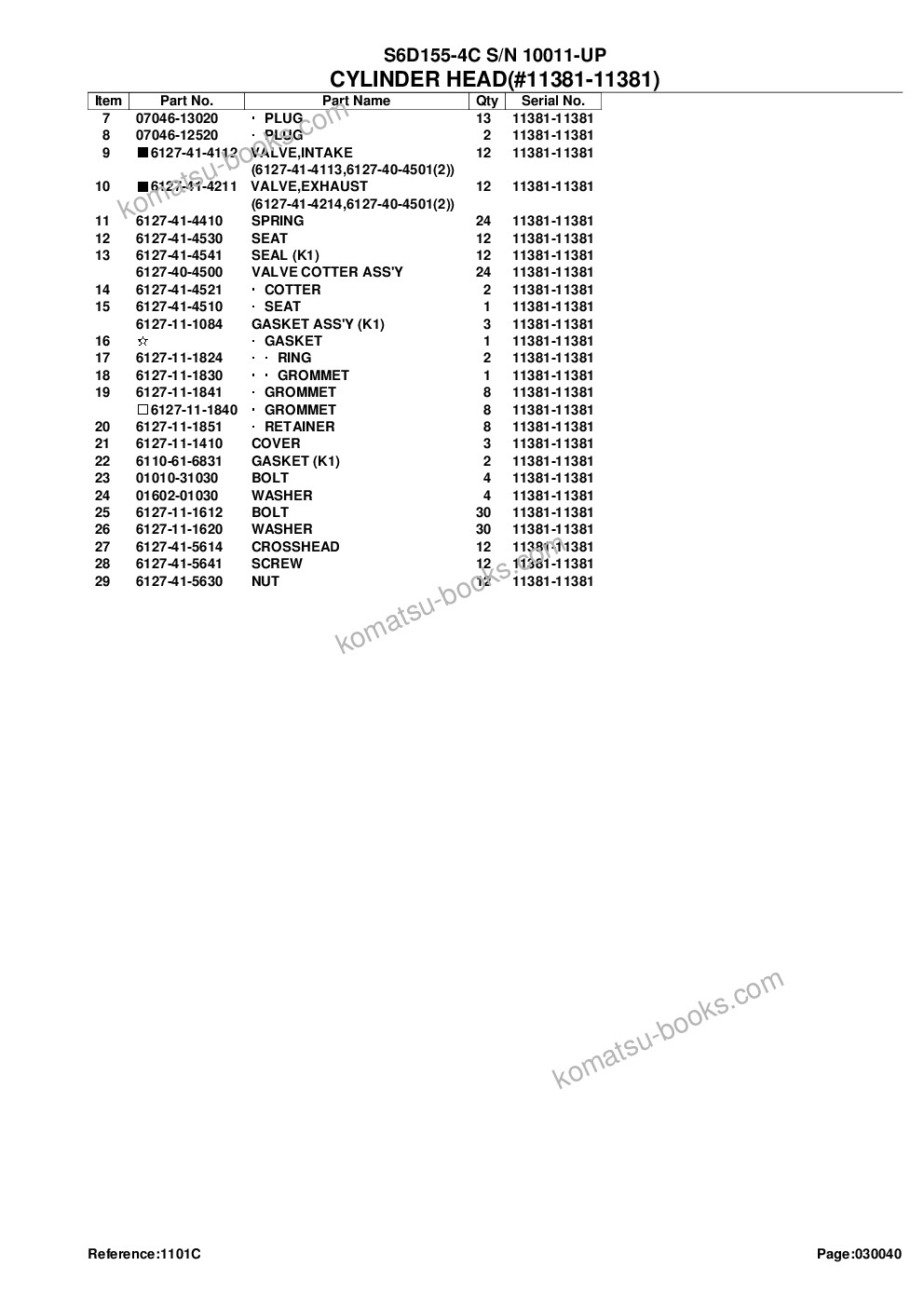Komatsu s6d155-4c s/n 10011-up Parts catalog cover Page 10 Komatsu s6d155-4c s/n 10011-up Parts catalog cover Page 10