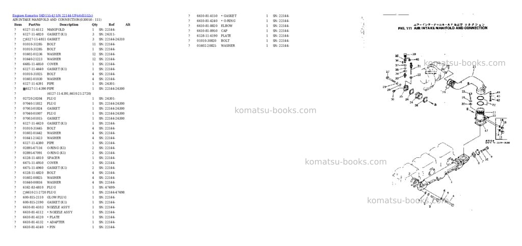 Komatsu s6d155-4j s/n 22144-up Parts catalog cover Page 4 Komatsu s6d155-4j s/n 22144-up Parts catalog cover Page 4
