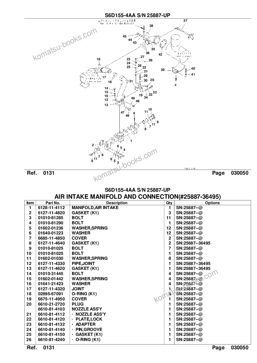 Komatsu s6d155-4aa s/n 25887-up Parts catalog cover Page 10 Komatsu s6d155-4aa s/n 25887-up Parts catalog cover Page 10