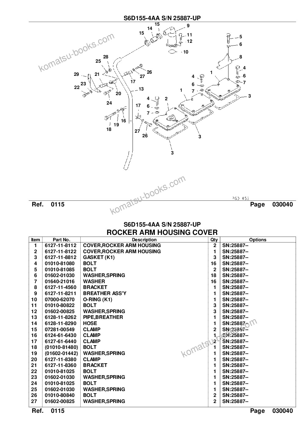 Komatsu s6d155-4aa s/n 25887-up Parts catalog cover Page 8 Komatsu s6d155-4aa s/n 25887-up Parts catalog cover Page 8