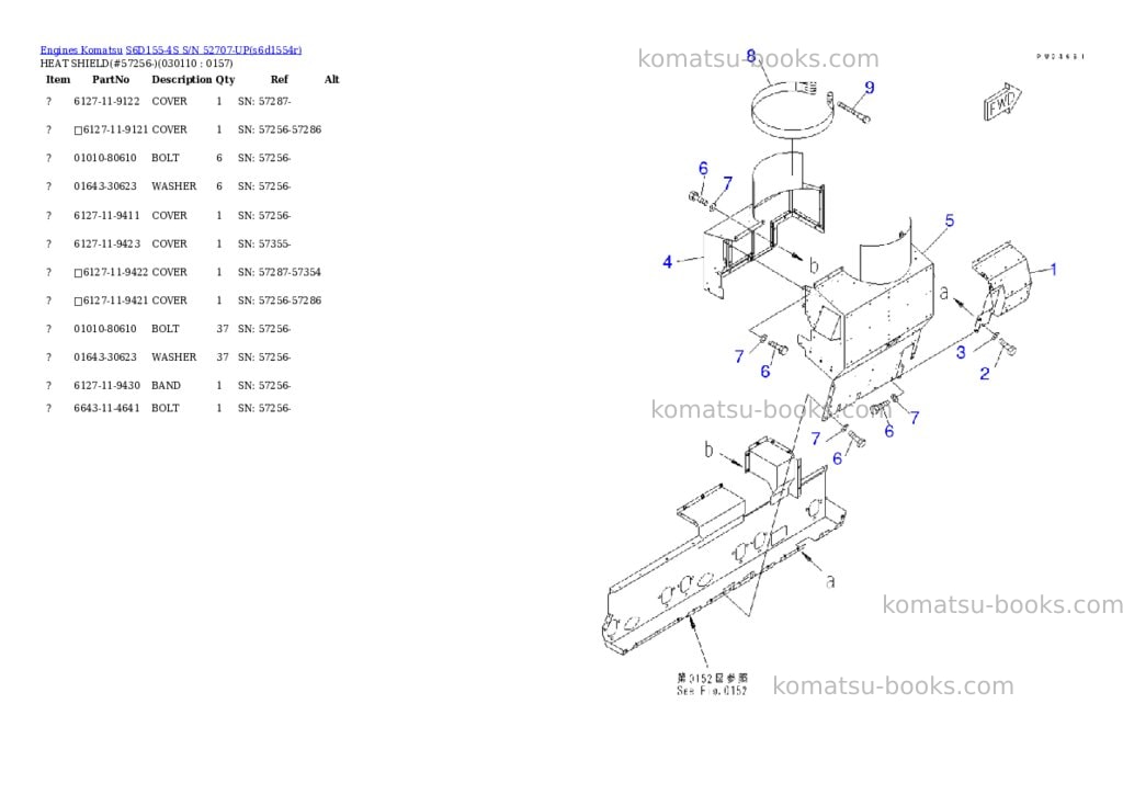 Komatsu S6D155-4S S/N 52707-UP Parts catalog cover Page 10 Komatsu S6D155-4S S/N 52707-UP Parts catalog cover Page 10