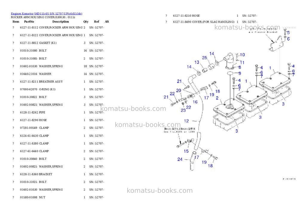 Komatsu S6D155-4S S/N 52707-UP Parts catalog cover Page 2 Komatsu S6D155-4S S/N 52707-UP Parts catalog cover Page 2
