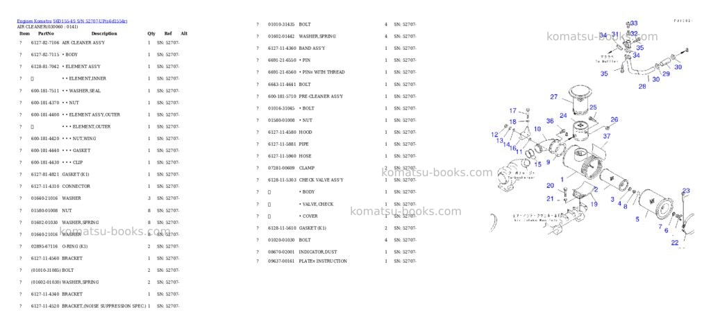 Komatsu S6D155-4S S/N 52707-UP Parts catalog cover Page 5 Komatsu S6D155-4S S/N 52707-UP Parts catalog cover Page 5