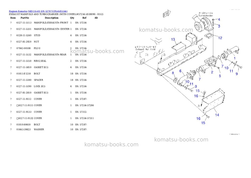 Komatsu S6D155-4S S/N 52707-UP Parts catalog cover Page 8 Komatsu S6D155-4S S/N 52707-UP Parts catalog cover Page 8