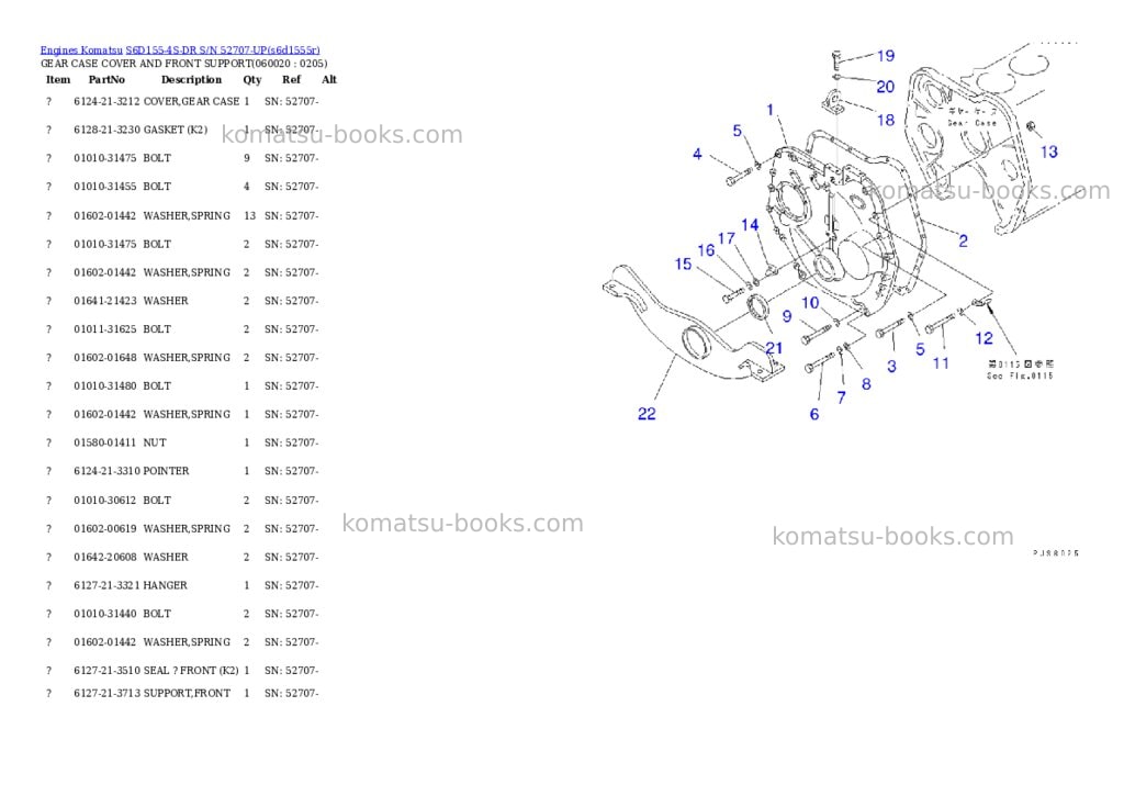 Komatsu s6d155-4s-dr s/n 52707-up Parts catalog cover Page 10 Komatsu s6d155-4s-dr s/n 52707-up Parts catalog cover Page 10