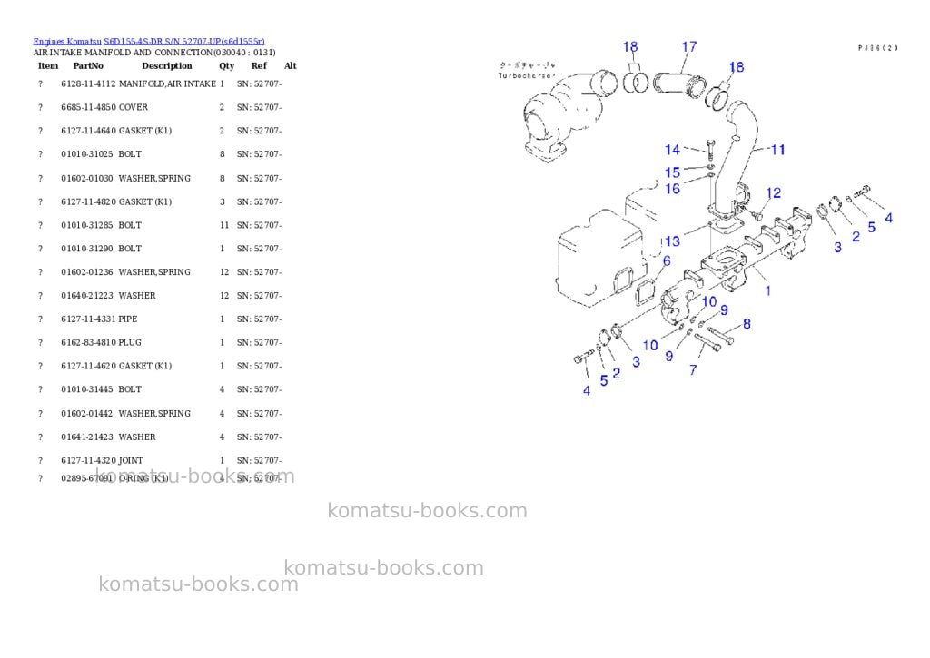 Komatsu s6d155-4s-dr s/n 52707-up Parts catalog cover Page 3 Komatsu s6d155-4s-dr s/n 52707-up Parts catalog cover Page 3