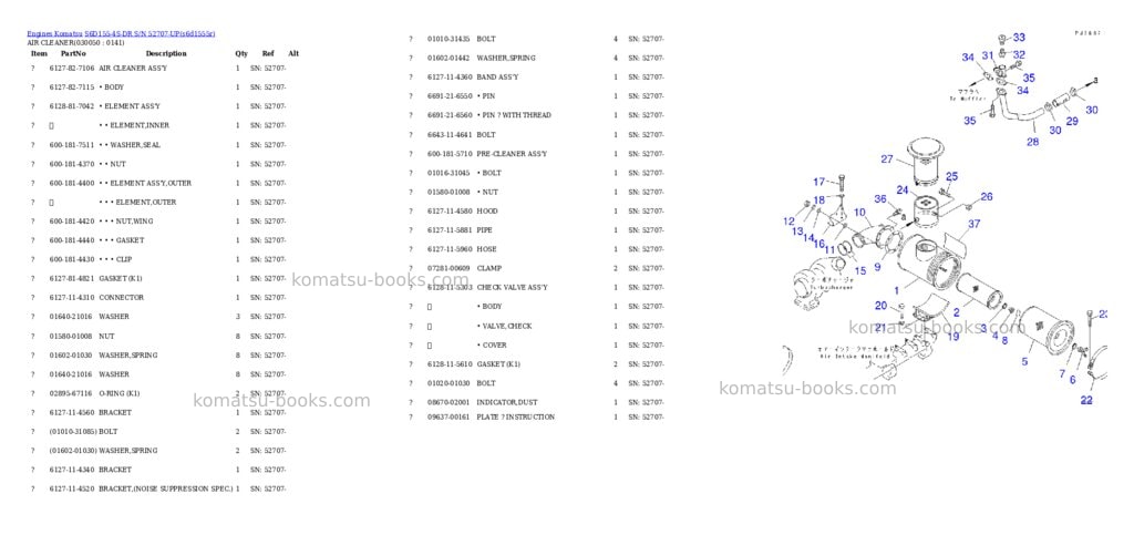 Komatsu s6d155-4s-dr s/n 52707-up Parts catalog cover Page 4 Komatsu s6d155-4s-dr s/n 52707-up Parts catalog cover Page 4