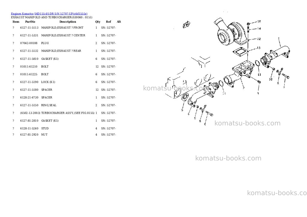 Komatsu s6d155-4s-dr s/n 52707-up Parts catalog cover Page 5 Komatsu s6d155-4s-dr s/n 52707-up Parts catalog cover Page 5