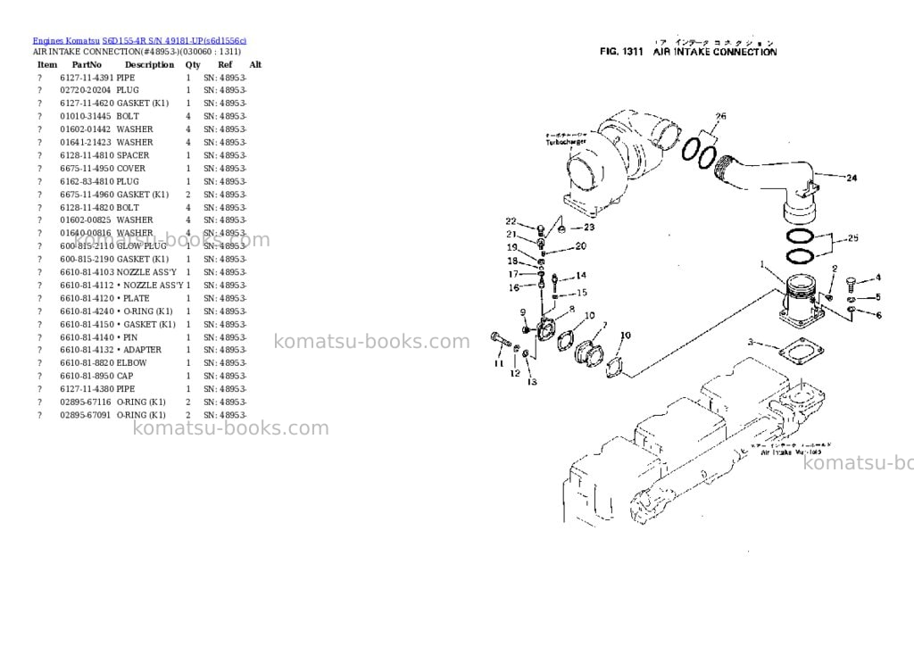 Komatsu S6D155-4R S/N 49181-UP Parts catalog cover Page 5 Komatsu S6D155-4R S/N 49181-UP Parts catalog cover Page 5