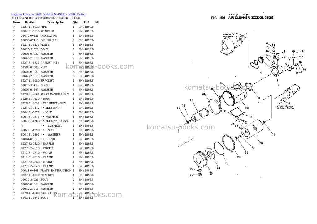 Komatsu S6D155-4R S/N 49181-UP Parts catalog cover Page 7 Komatsu S6D155-4R S/N 49181-UP Parts catalog cover Page 7