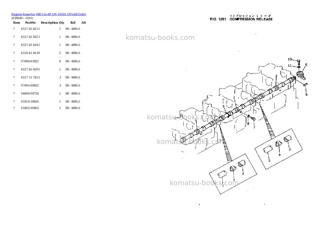 Komatsu s6d155-4r s/n 49181-up Parts catalog cover Page 3 Komatsu s6d155-4r s/n 49181-up Parts catalog cover Page 3
