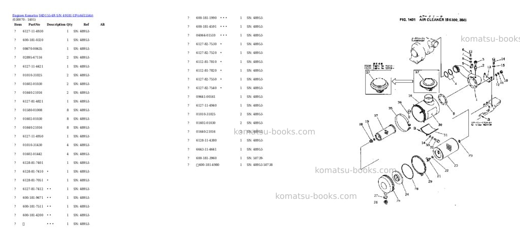 Komatsu s6d155-4r s/n 49181-up Parts catalog cover Page 6 Komatsu s6d155-4r s/n 49181-up Parts catalog cover Page 6