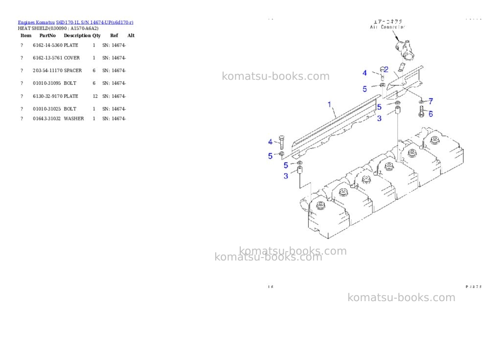 Komatsu S6D170-1L S/N 14674-UP Parts catalog cover Page 8 Komatsu S6D170-1L S/N 14674-UP Parts catalog cover Page 8