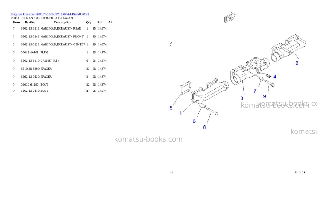 Komatsu s6d170-1l-w s/n 14674-up Parts catalog cover Page 4