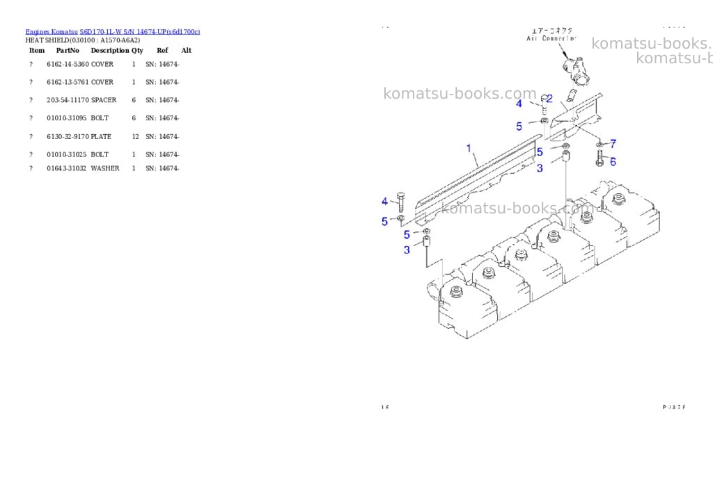 Komatsu s6d170-1l-w s/n 14674-up Parts catalog cover Page 8
