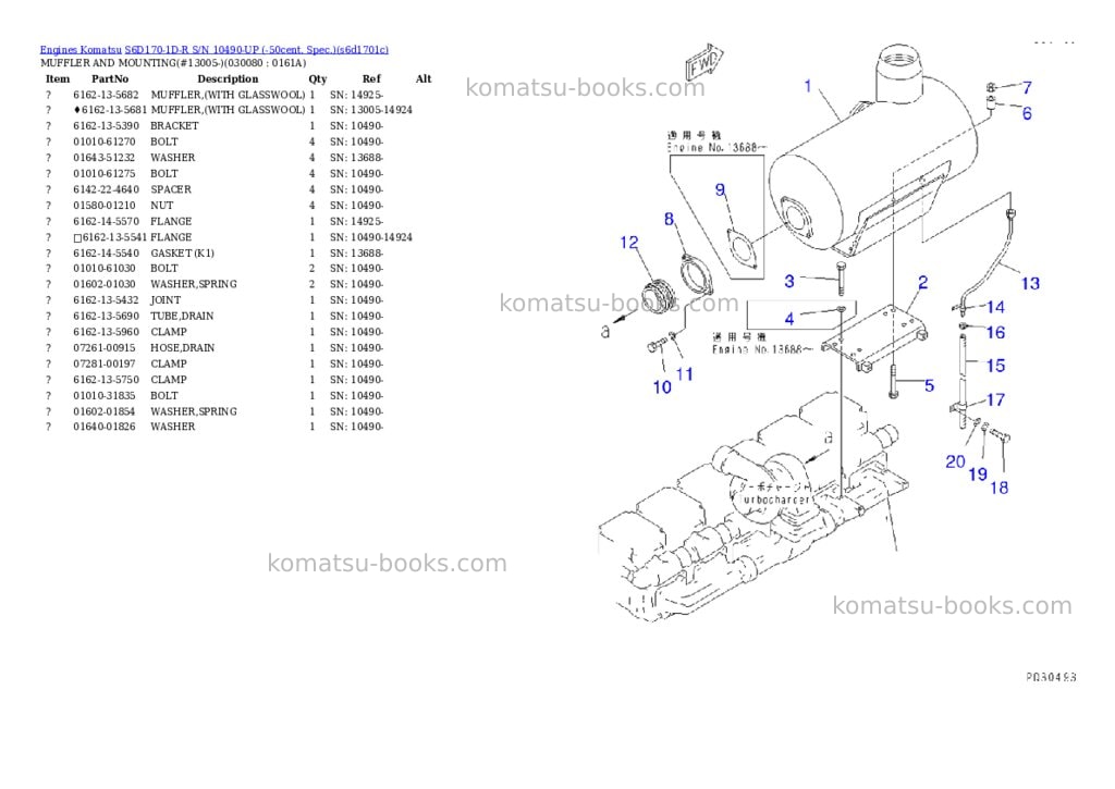 Komatsu s6d170-1d-r s/n 10490-up -50cent. spec. Parts catalog cover Page 4 Komatsu s6d170-1d-r s/n 10490-up -50cent. spec. Parts catalog cover Page 4