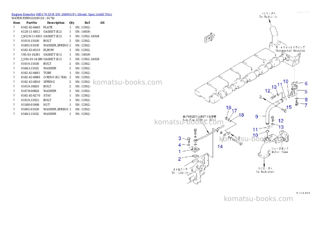 Komatsu s6d170-1d-r s/n 10490-up -50cent. spec. Parts catalog cover Page 7 Komatsu s6d170-1d-r s/n 10490-up -50cent. spec. Parts catalog cover Page 7