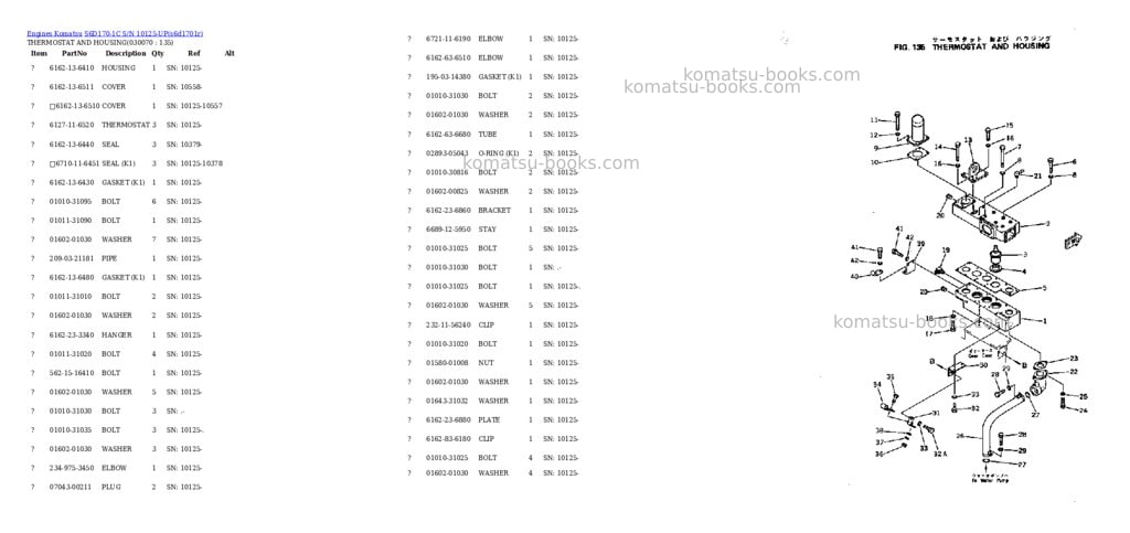 Komatsu s6d170-1c s/n 10125-up Parts catalog cover Komatsu s6d170-1c s/n 10125-up Parts catalog cover