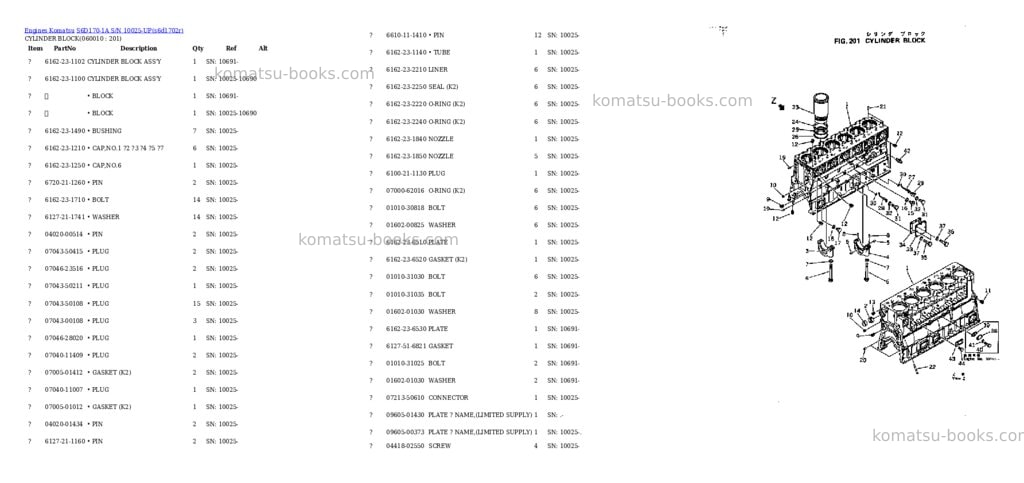 Komatsu s6d170-1a s/n 10025-up Parts catalog cover Page 10 Komatsu s6d170-1a s/n 10025-up Parts catalog cover Page 10