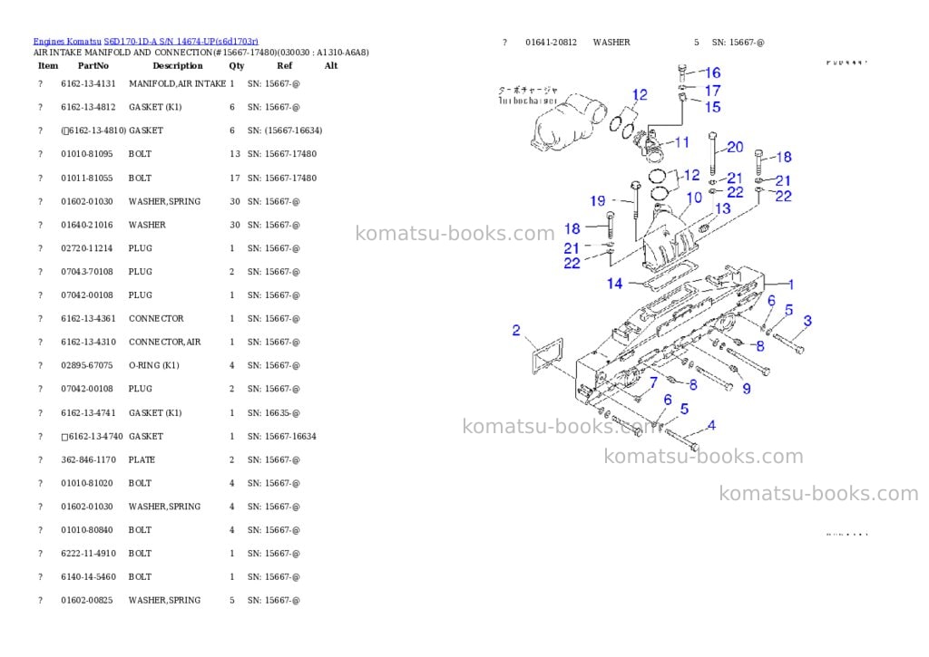 Komatsu s6d170-1d-a s/n 14674-up Parts catalog cover Page 2