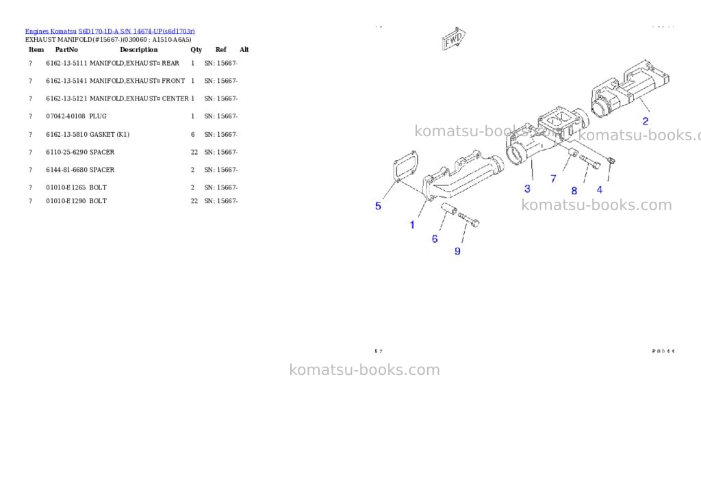 Komatsu s6d170-1d-a s/n 14674-up Parts catalog cover Page 4