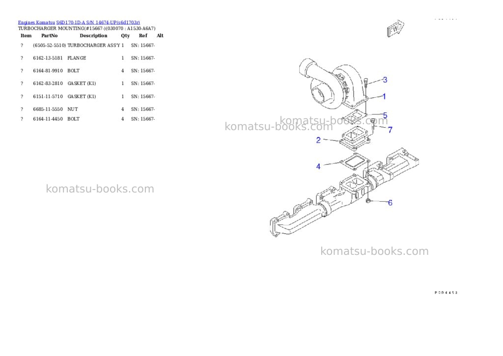 Komatsu s6d170-1d-a s/n 14674-up Parts catalog cover Page 5