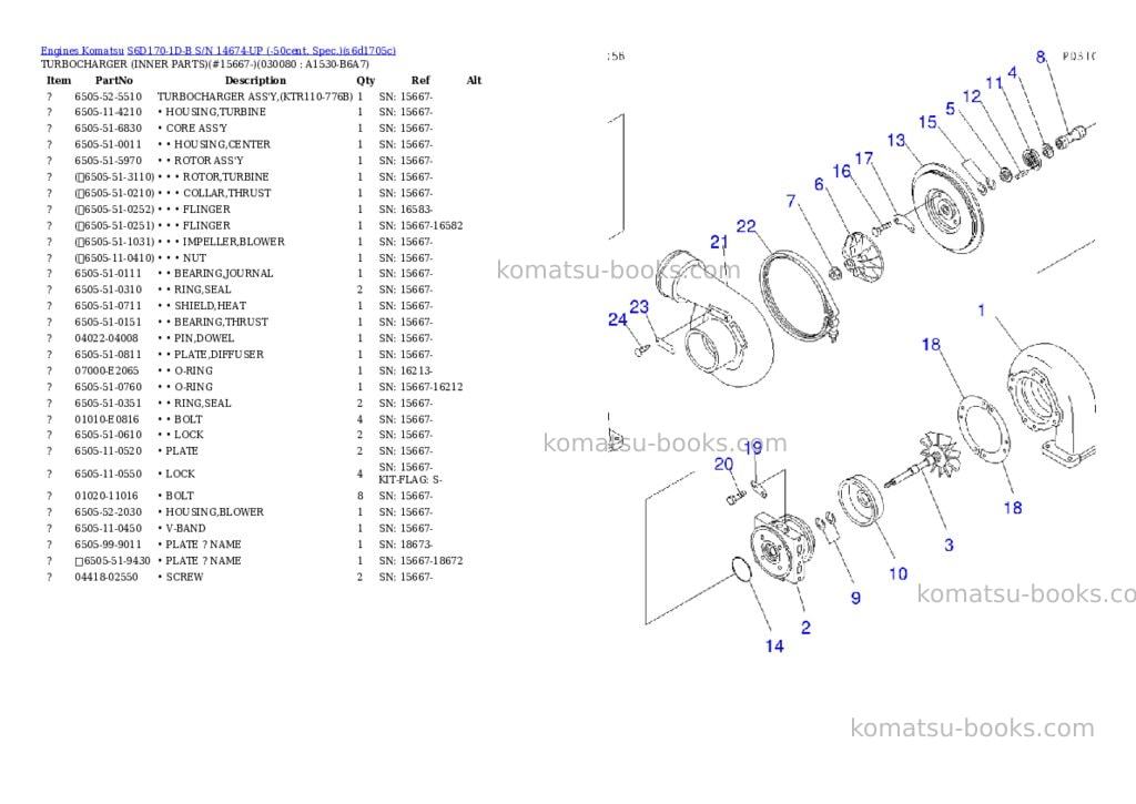 Komatsu s6d170-1d-b s/n 14674-up -50cent. spec. Parts catalog cover Page 7