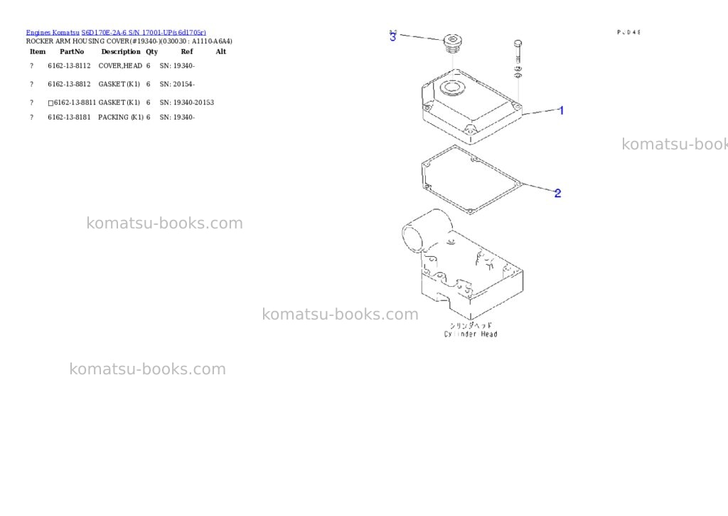 Komatsu s6d170e-2a-6 s/n 17001-up Parts catalog cover Page 2 Komatsu s6d170e-2a-6 s/n 17001-up Parts catalog cover Page 2