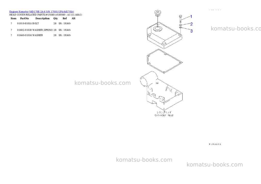 Komatsu s6d170e-2a-6 s/n 17001-up Parts catalog cover Page 3 Komatsu s6d170e-2a-6 s/n 17001-up Parts catalog cover Page 3