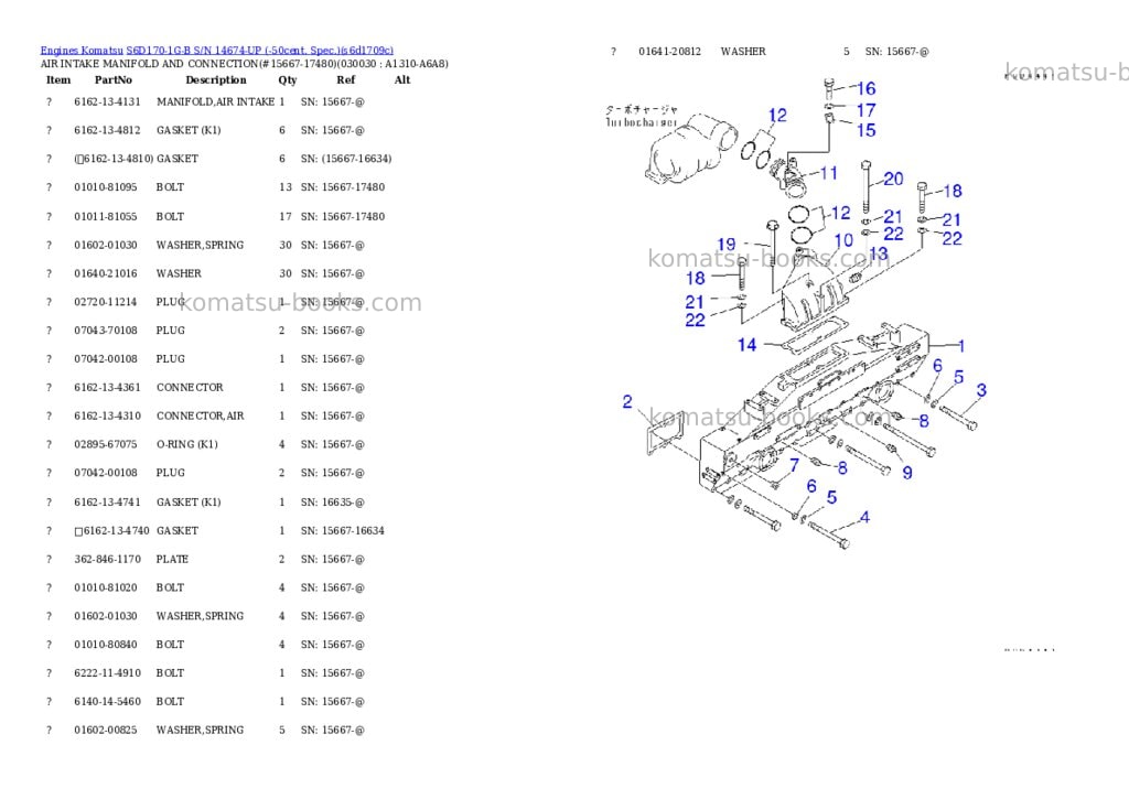 Komatsu s6d170-1g-b s/n 14674-up -50cent. spec. Parts catalog cover Page 2 Komatsu s6d170-1g-b s/n 14674-up -50cent. spec. Parts catalog cover Page 2