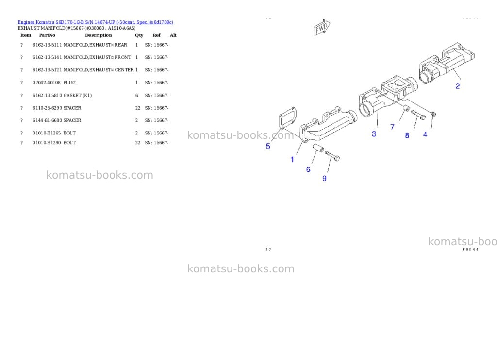 Komatsu s6d170-1g-b s/n 14674-up -50cent. spec. Parts catalog cover Page 4 Komatsu s6d170-1g-b s/n 14674-up -50cent. spec. Parts catalog cover Page 4