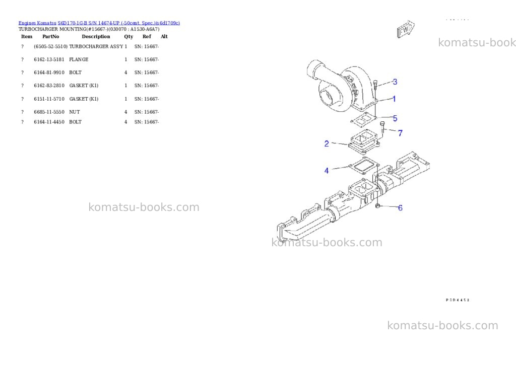 Komatsu s6d170-1g-b s/n 14674-up -50cent. spec. Parts catalog cover Page 5 Komatsu s6d170-1g-b s/n 14674-up -50cent. spec. Parts catalog cover Page 5