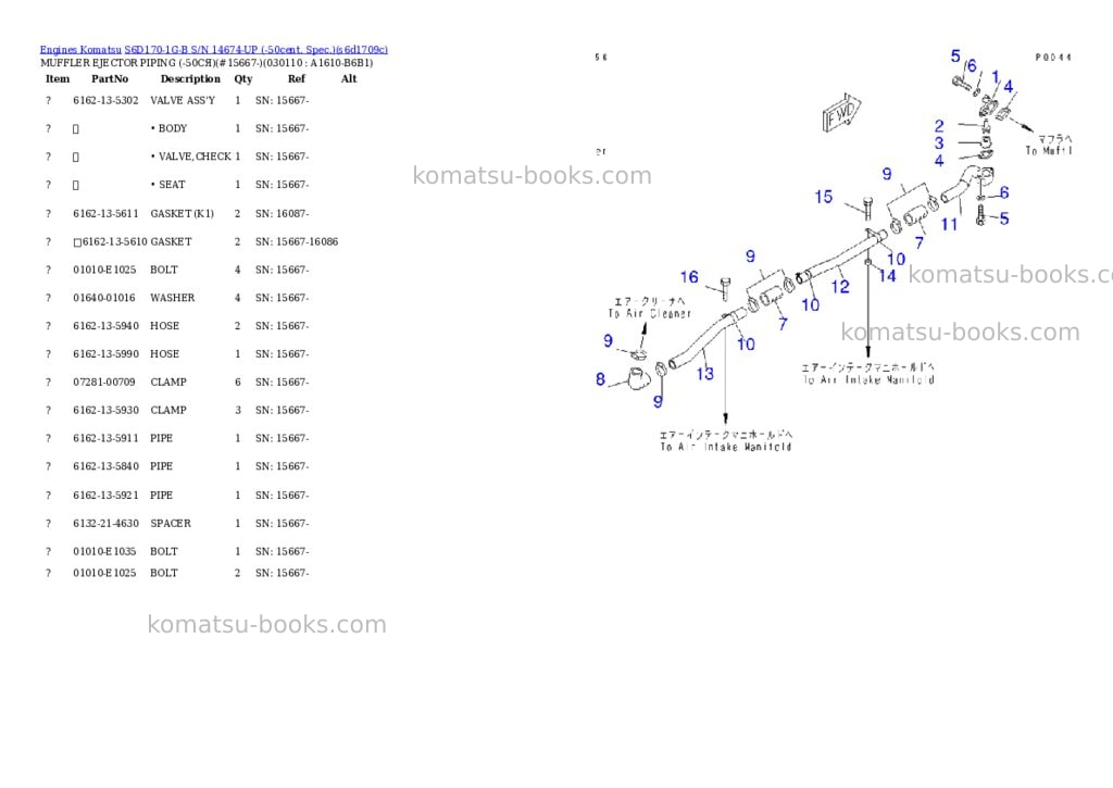Komatsu s6d170-1g-b s/n 14674-up -50cent. spec. Parts catalog cover Page 9 Komatsu s6d170-1g-b s/n 14674-up -50cent. spec. Parts catalog cover Page 9
