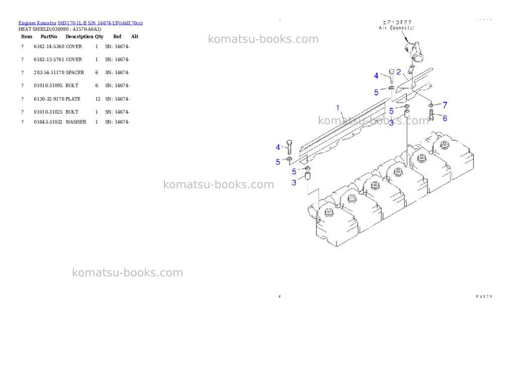 Komatsu s6d170-1l-b s/n 14674-up Parts catalog cover Page 8 Komatsu s6d170-1l-b s/n 14674-up Parts catalog cover Page 8