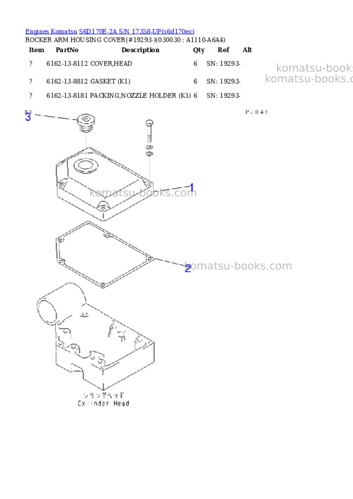 Komatsu s6d170e-2a s/n 17358-up Parts catalog cover Page 2