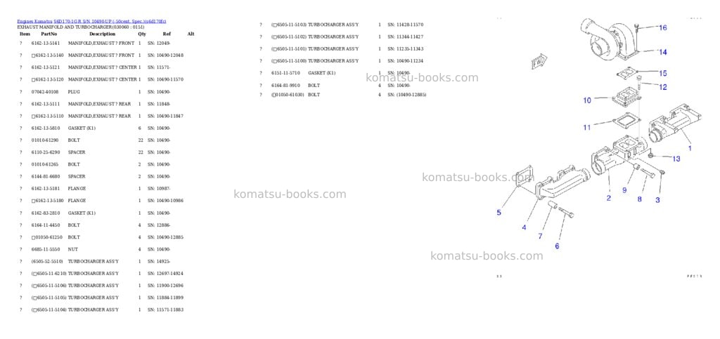 Komatsu s6d170-1g-r s/n 10490-up -50cent. spec. Parts catalog cover Page 5
