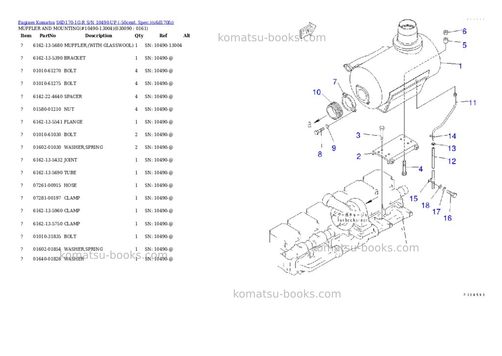 Komatsu s6d170-1g-r s/n 10490-up -50cent. spec. Parts catalog cover Page 8
