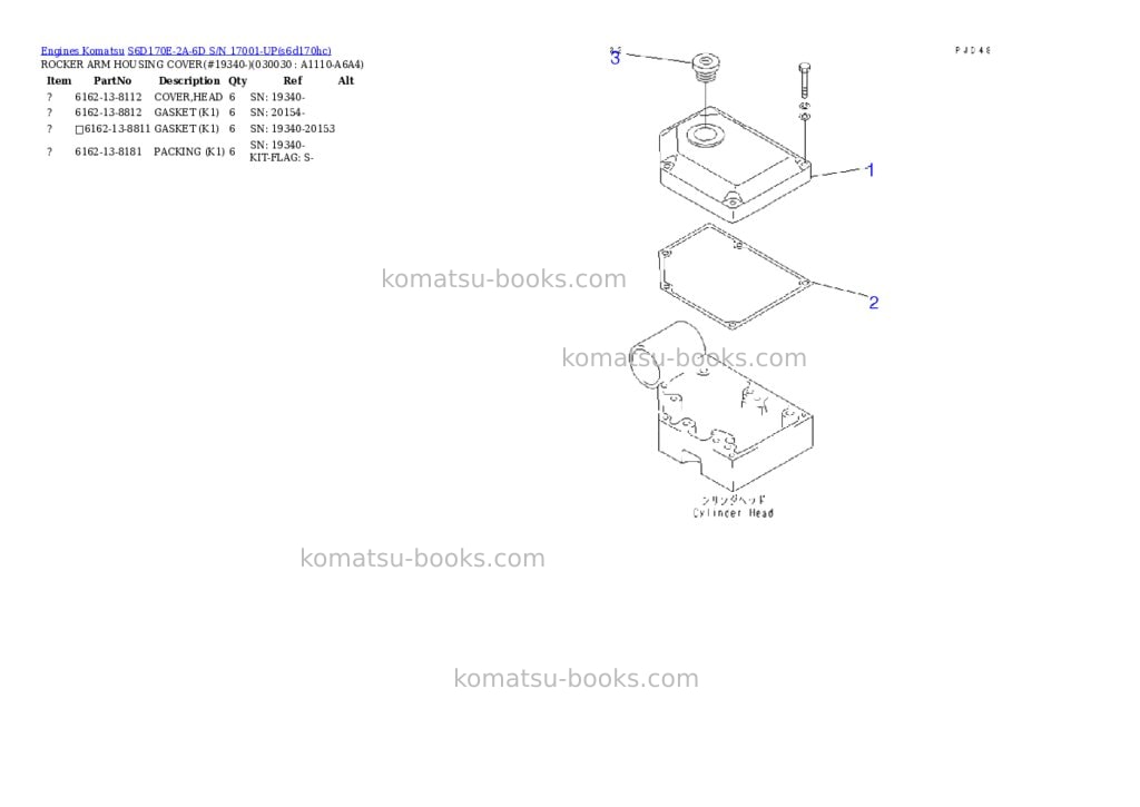 Komatsu s6d170e-2a-6d s/n 17001-up Parts catalog cover Page 2