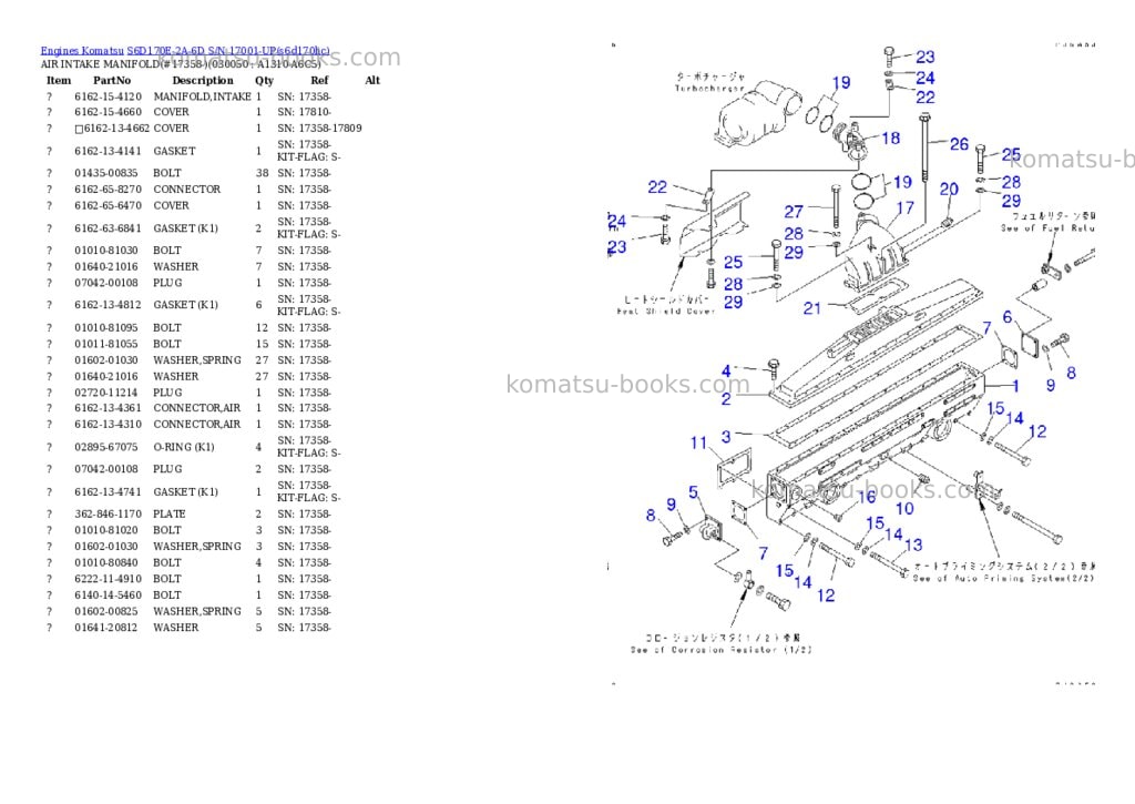 Komatsu s6d170e-2a-6d s/n 17001-up Parts catalog cover Page 4