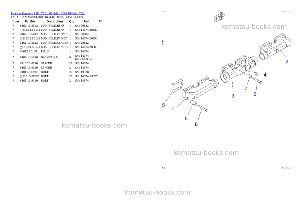 Komatsu s6d170-1l-6d s/n 10001-up Parts catalog cover Page 7 Komatsu s6d170-1l-6d s/n 10001-up Parts catalog cover Page 7