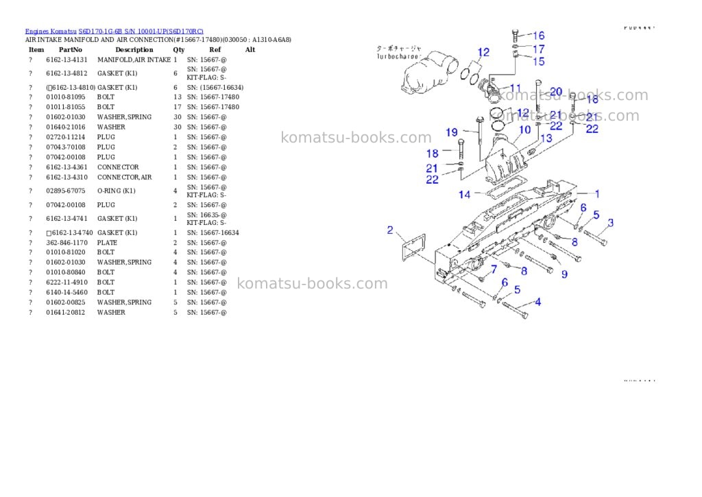 Komatsu s6d170-1g-6b s/n 10001-up Parts catalog cover Page 4 Komatsu s6d170-1g-6b s/n 10001-up Parts catalog cover Page 4