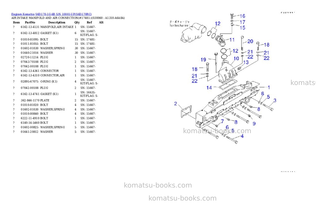 Komatsu s6d170-1g-6b s/n 10001-up Parts catalog cover Page 5 Komatsu s6d170-1g-6b s/n 10001-up Parts catalog cover Page 5