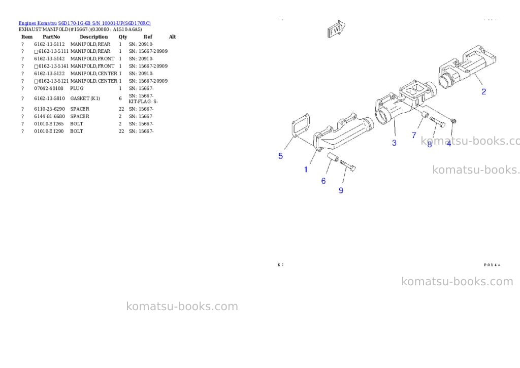 Komatsu s6d170-1g-6b s/n 10001-up Parts catalog cover Page 7 Komatsu s6d170-1g-6b s/n 10001-up Parts catalog cover Page 7