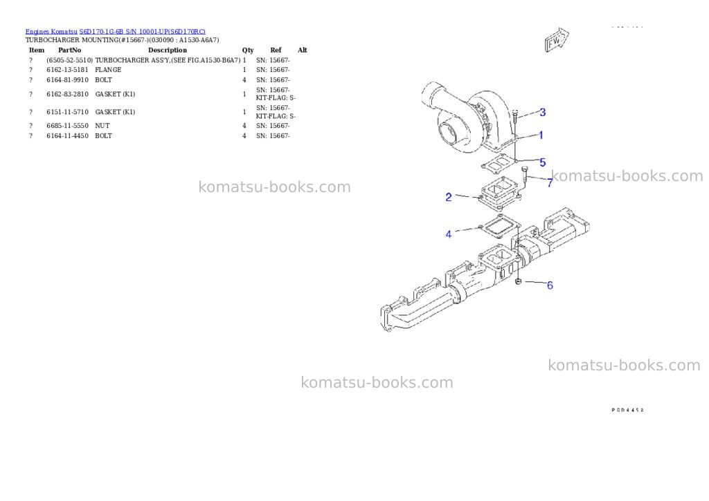 Komatsu s6d170-1g-6b s/n 10001-up Parts catalog cover Page 8 Komatsu s6d170-1g-6b s/n 10001-up Parts catalog cover Page 8