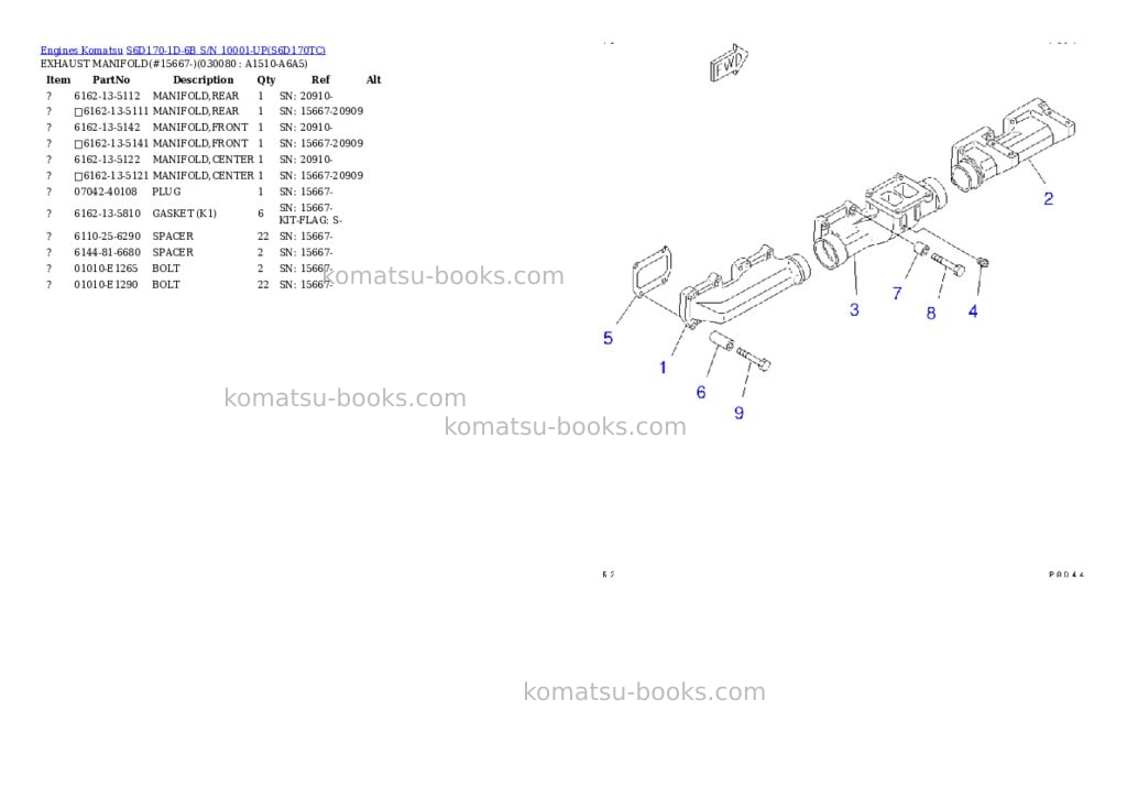 Komatsu s6d170-1d-6b s/n 10001-up Parts catalog cover Page 7 Komatsu s6d170-1d-6b s/n 10001-up Parts catalog cover Page 7
