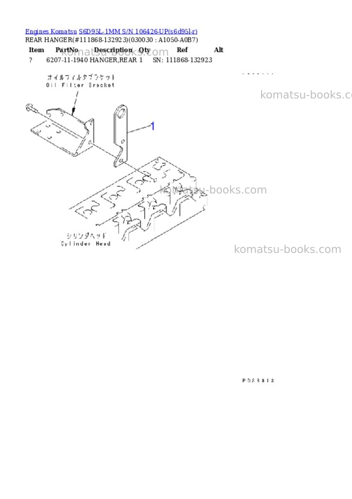 Komatsu S6D95L-1MM S/N 106426-UP Parts catalog cover Page 2