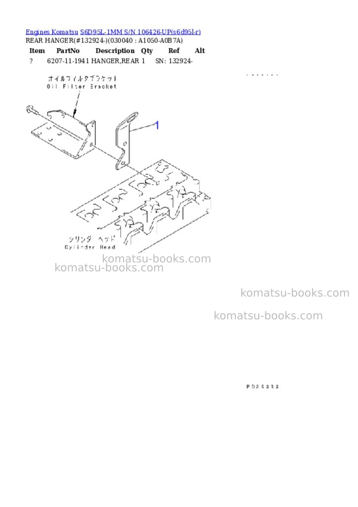 Komatsu S6D95L-1MM S/N 106426-UP Parts catalog cover Page 3
