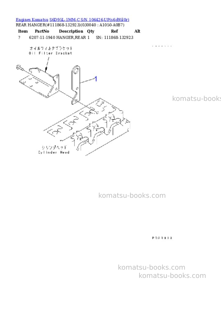 Komatsu S6D95L-1MM-C S/N 106426-UP Parts catalog cover Page 3