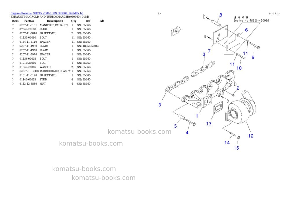 Komatsu s6d95l-1kk-1 s/n 35360-up Parts catalog cover Page 5