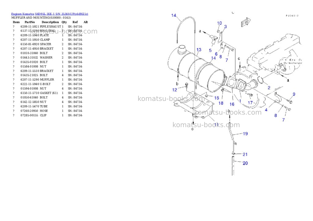 Komatsu s6d95l-1kk-1 s/n 35360-up Parts catalog cover Page 7